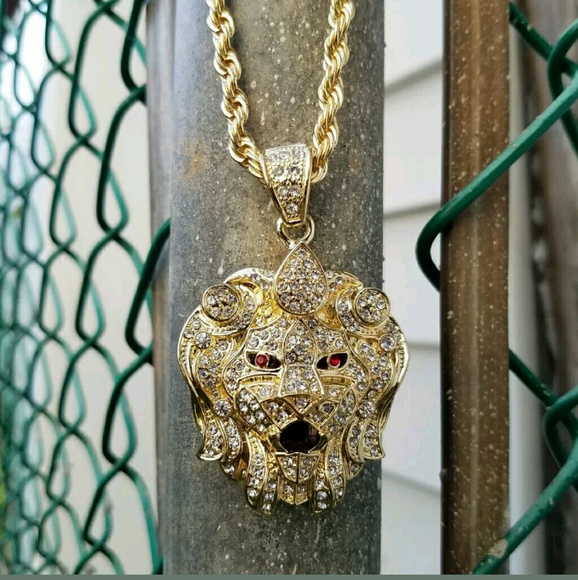 Iced out Hip Hop Lab Diamonds Lion Head Pendant & - Picture 1 of 4